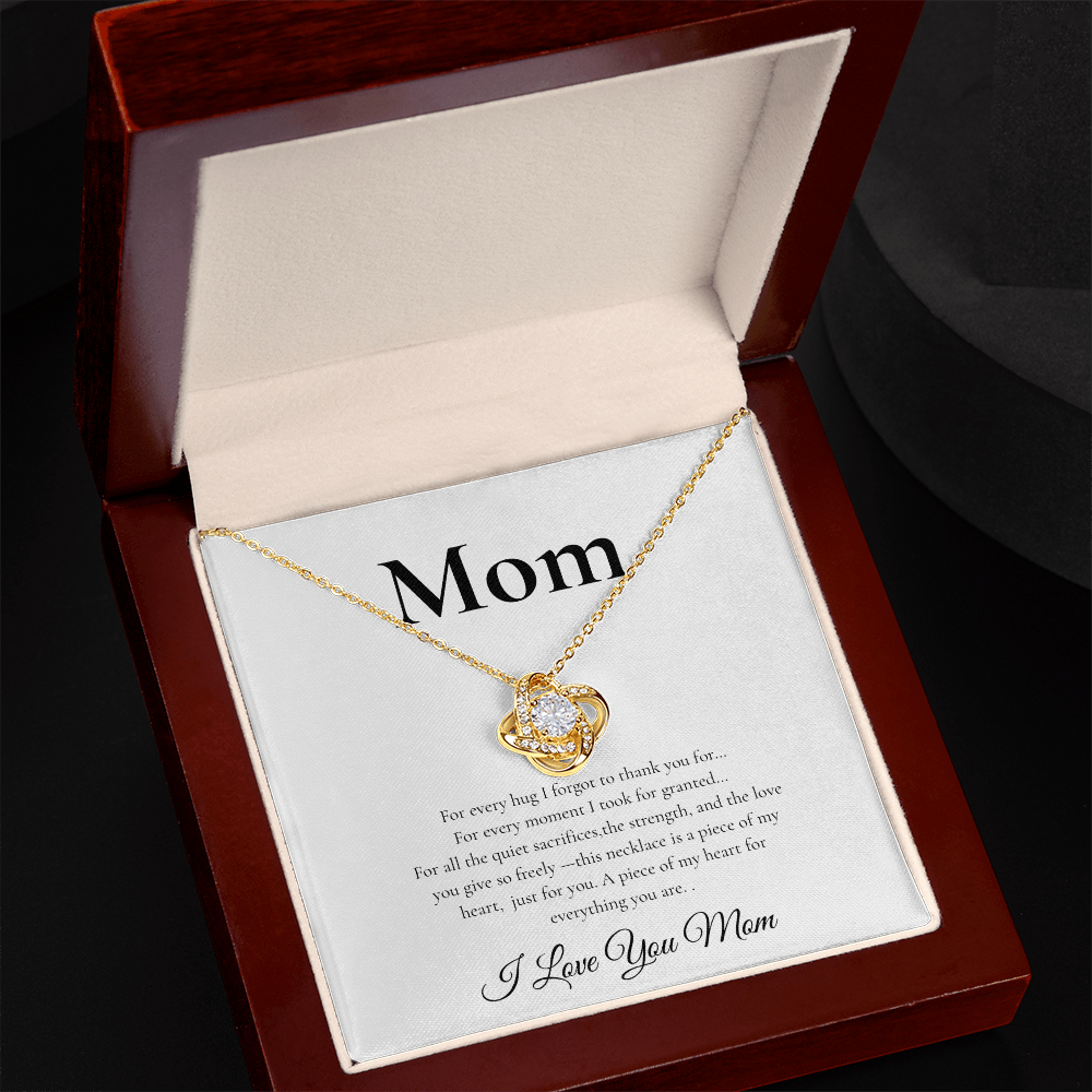 Forever Love Necklace – “To My Mom” Heart Pendant with Sentimental Message Card