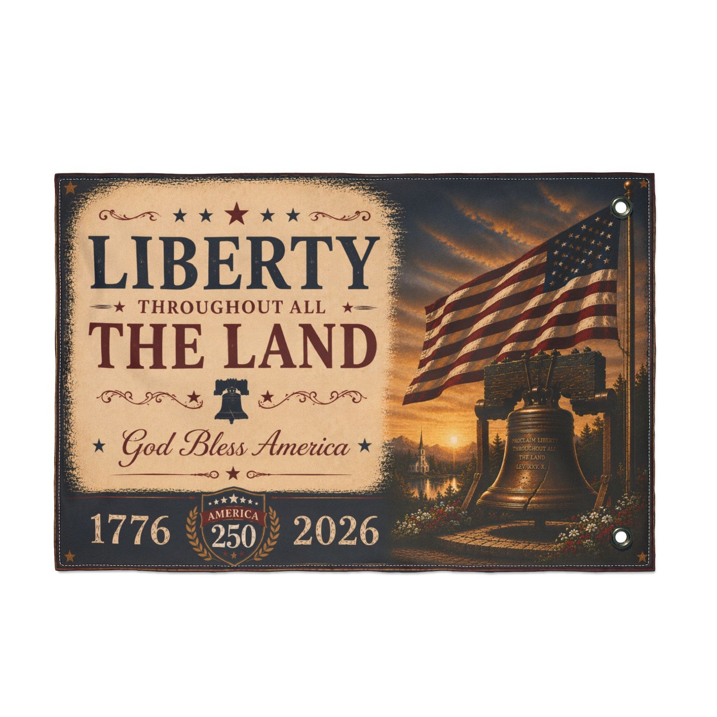 Liberty Bell House Flag | America 250 Patriotic Flag | God Bless America Outdoor House Flag | 1776–2026 Heritage Collection