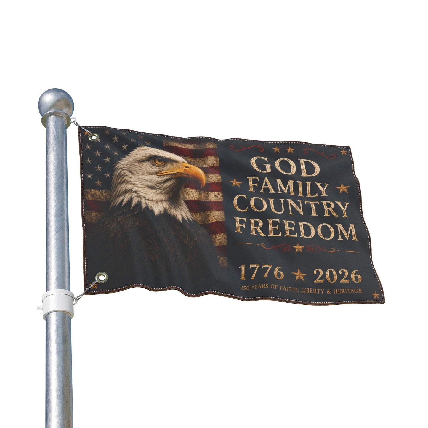 God Family Country Freedom Patriotic House Flag | American Eagle Outdoor Flag | America 250 Home Decor