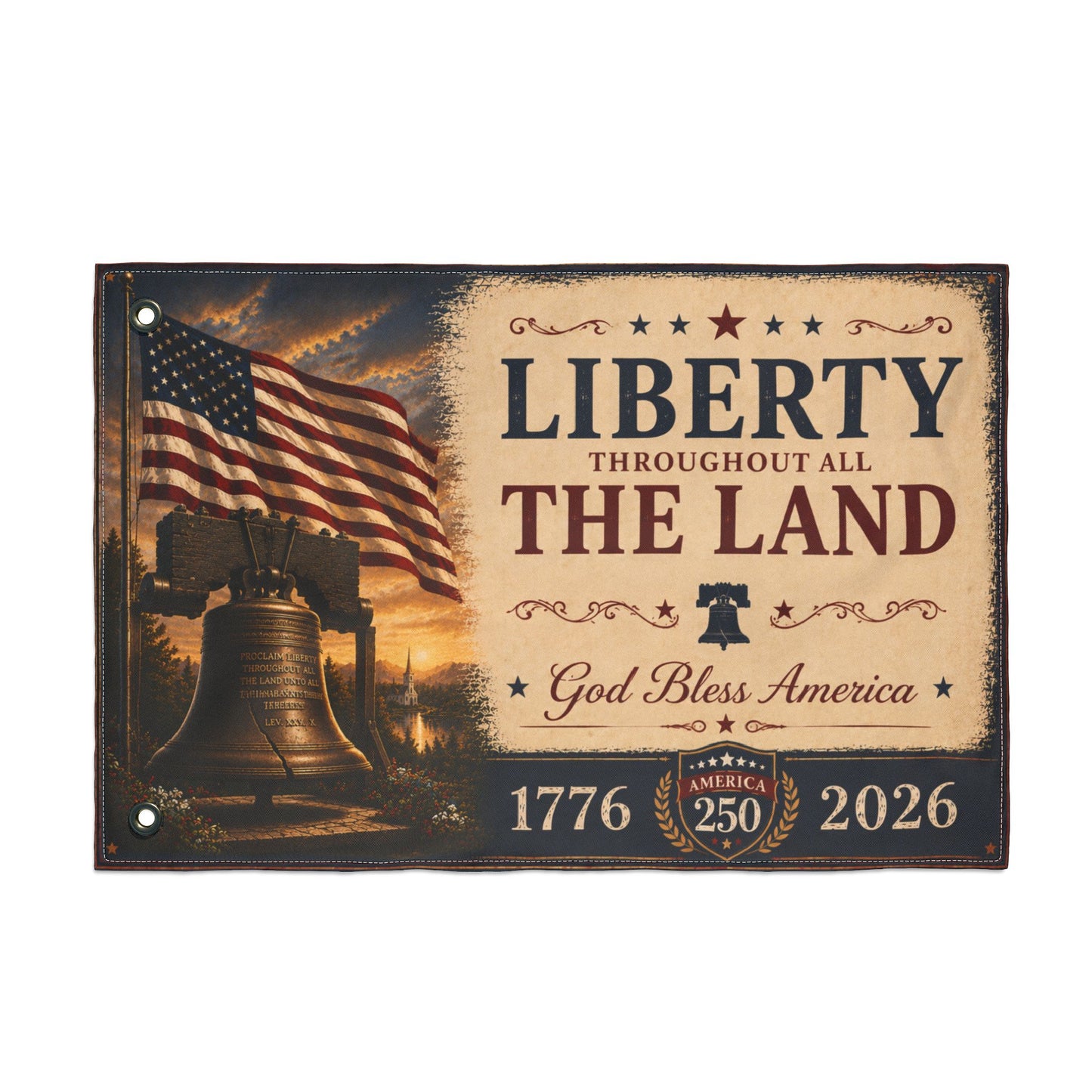 Liberty Bell House Flag | America 250 Patriotic Flag | God Bless America Outdoor House Flag | 1776–2026 Heritage Collection