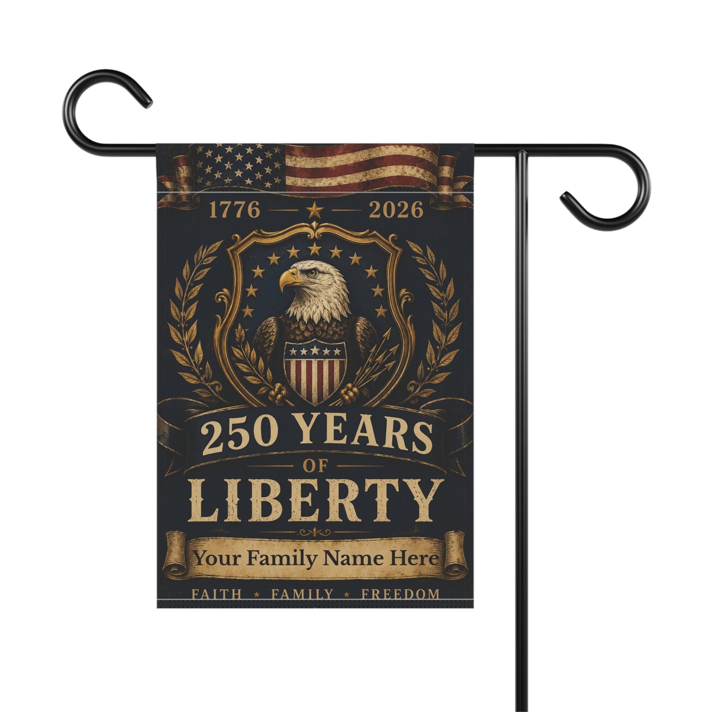 Personalized 250 Years of Liberty Garden Flag | Custom Family Name Patriotic Eagle Flag | America 250 Heritage Collection | 1776–2026
