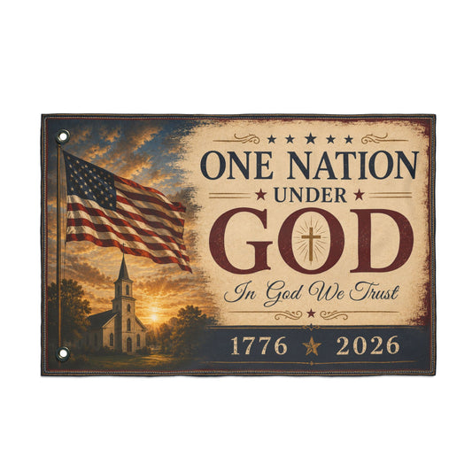 One Nation Under God House Flag | In God We Trust Christian Patriotic Flag | America 250 Heritage Collection | 1776–2026 Outdoor Decor