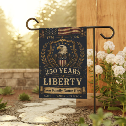 Personalized 250 Years of Liberty Garden Flag | Custom Family Name Patriotic Eagle Flag | America 250 Heritage Collection | 1776–2026
