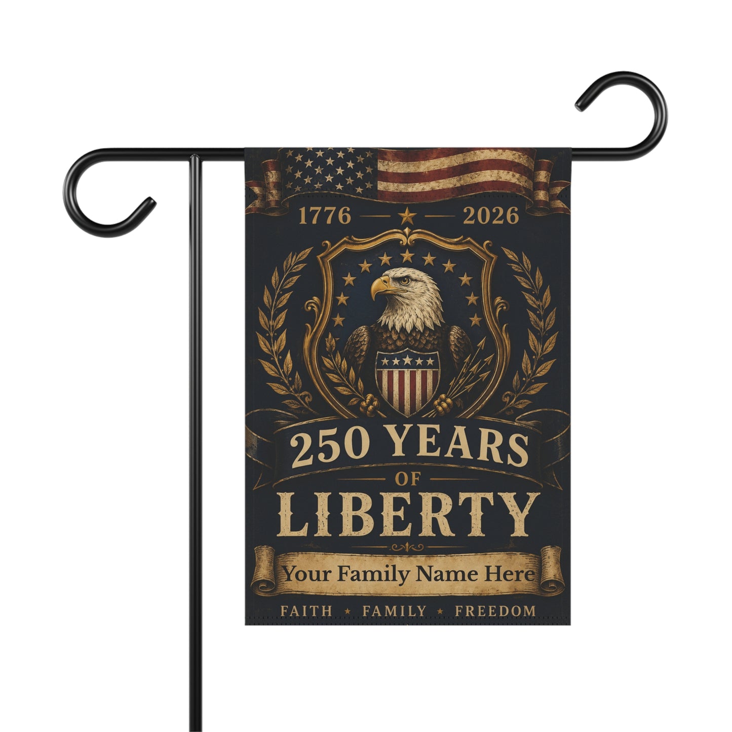 Personalized 250 Years of Liberty Garden Flag | Custom Family Name Patriotic Eagle Flag | America 250 Heritage Collection | 1776–2026