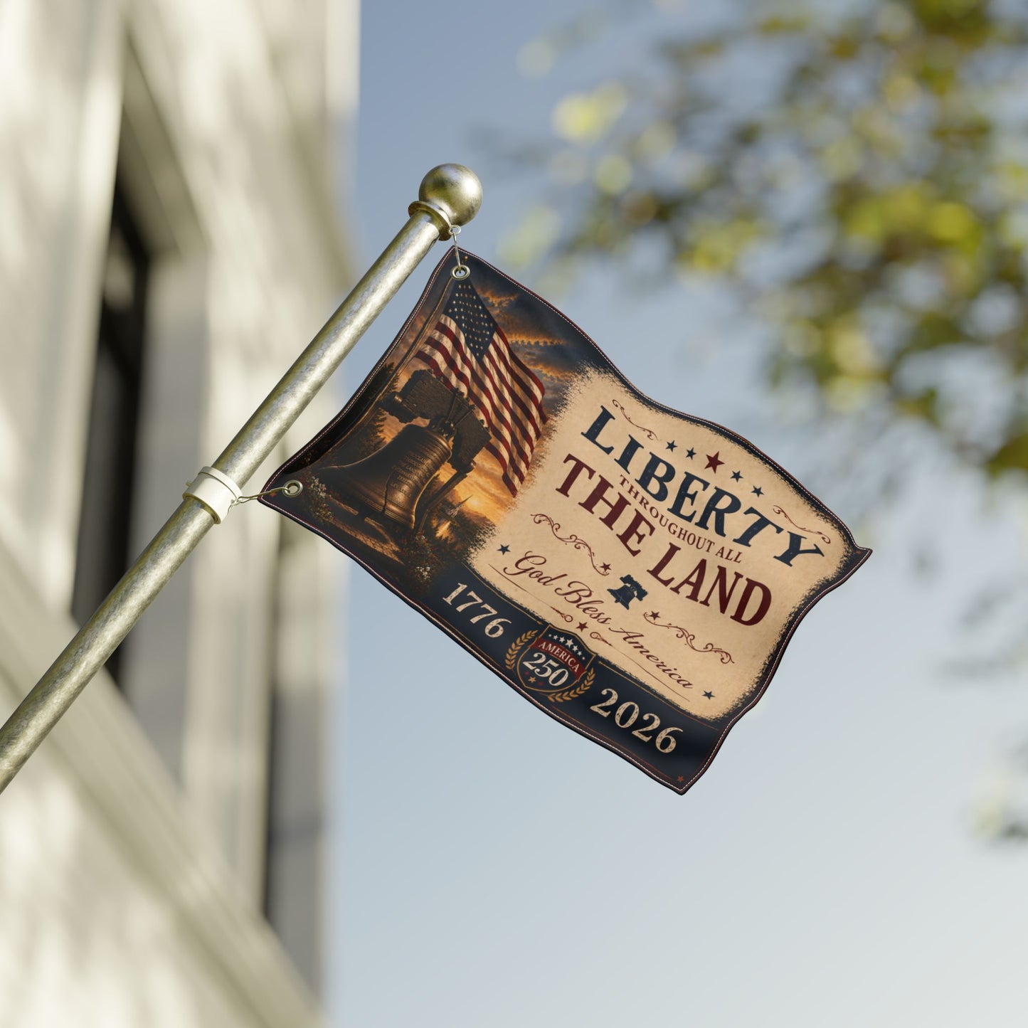 Liberty Bell House Flag | America 250 Patriotic Flag | God Bless America Outdoor House Flag | 1776–2026 Heritage Collection