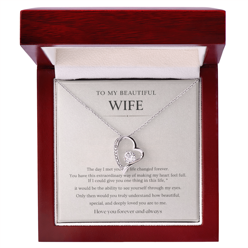 Gift for Wife Necklace with Message Card – To My Beautiful Wife Forever Love Necklace