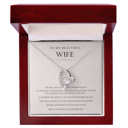 Gift for Wife Necklace with Message Card – To My Beautiful Wife Forever Love Necklace
