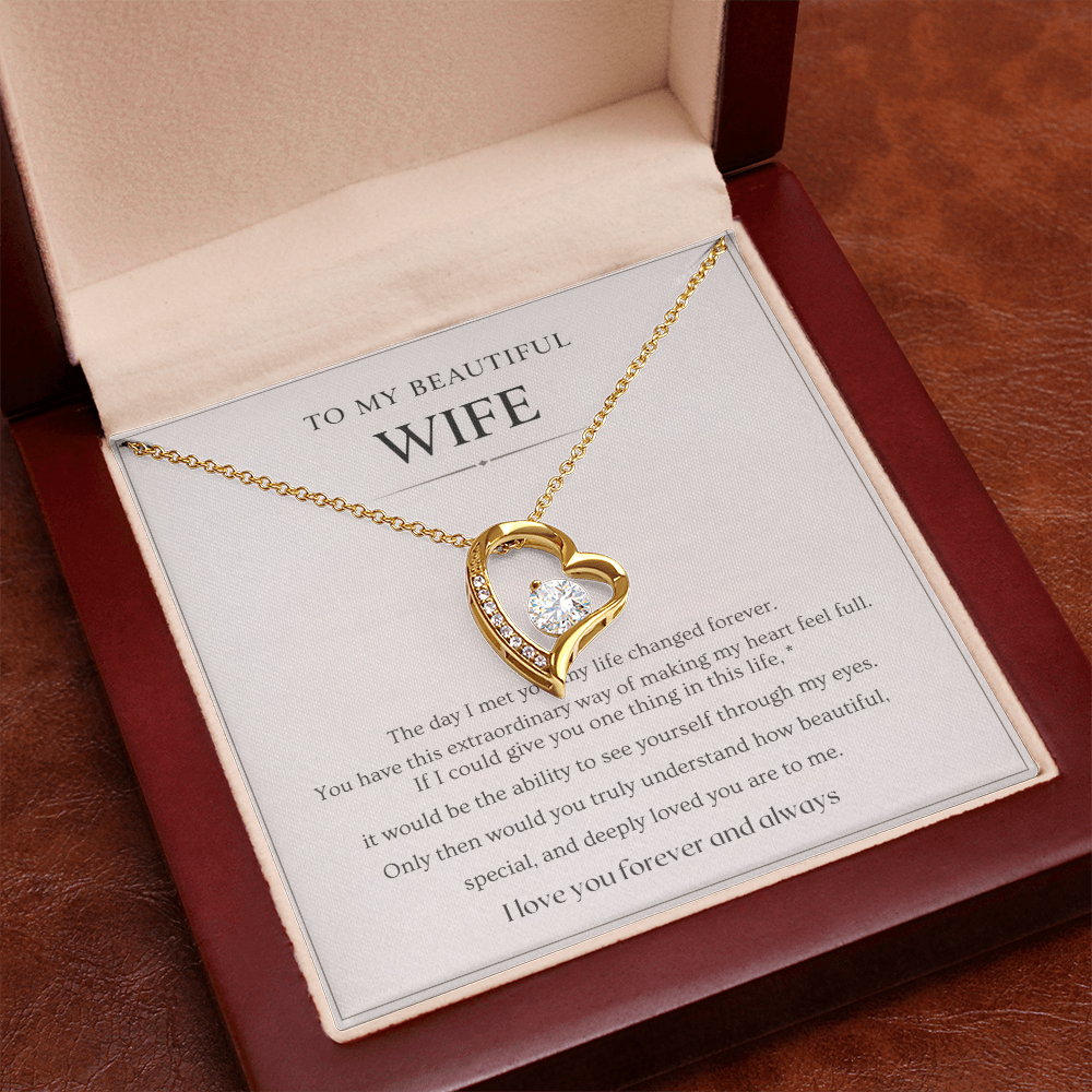 Gift for Wife Necklace with Message Card – To My Beautiful Wife Forever Love Necklace