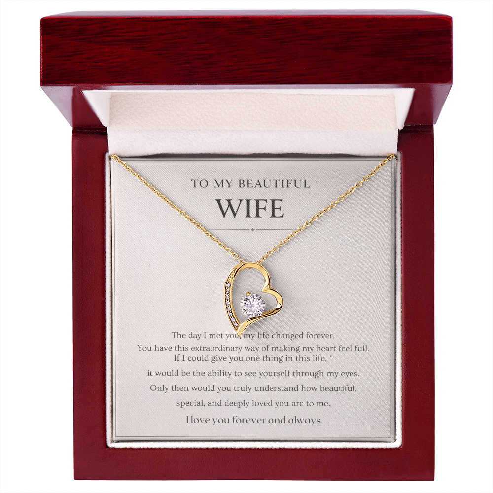 Gift for Wife Necklace with Message Card – To My Beautiful Wife Forever Love Necklace