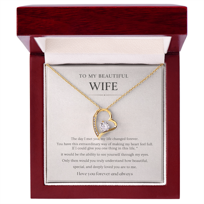 Gift for Wife Necklace with Message Card – To My Beautiful Wife Forever Love Necklace