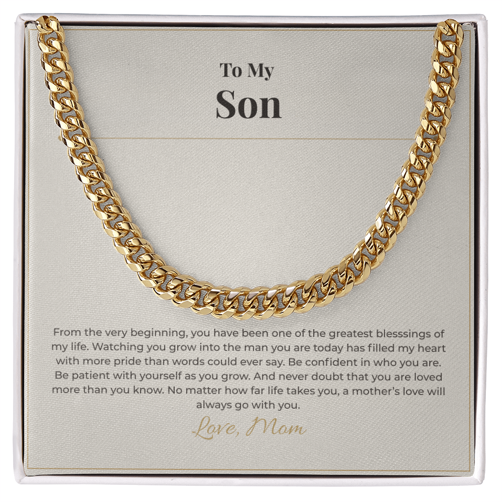 Gift for Son from Mom – Cuban Link Necklace – Meaningful Son Gift for Birthday, Graduation or Christmas