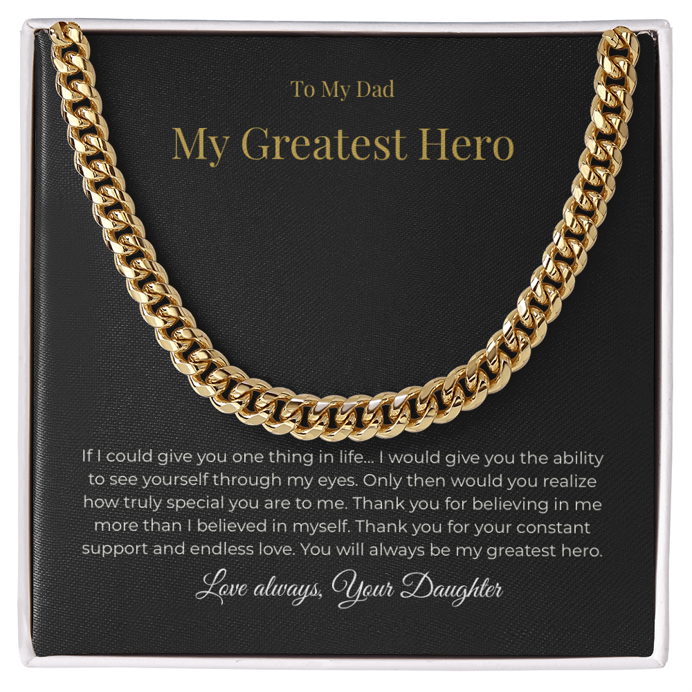 To My Dad – My Greatest Hero Necklace - A Gift From Your Daughter
