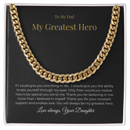 To My Dad – My Greatest Hero Necklace - A Gift From Your Daughter