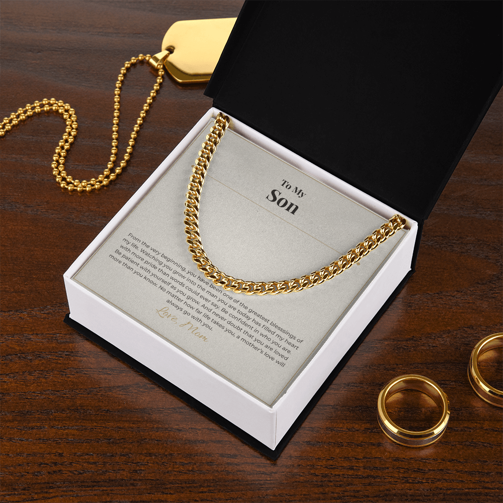 Gift for Son from Mom – Cuban Link Necklace – Meaningful Son Gift for Birthday, Graduation or Christmas