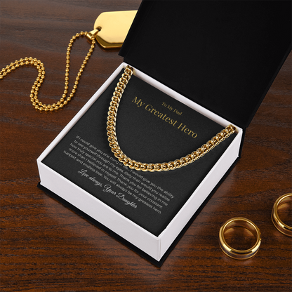 To My Dad – My Greatest Hero Necklace - A Gift From Your Daughter