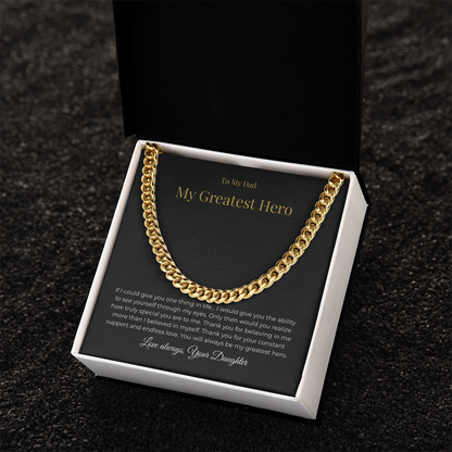 To My Dad – My Greatest Hero Necklace - A Gift From Your Daughter