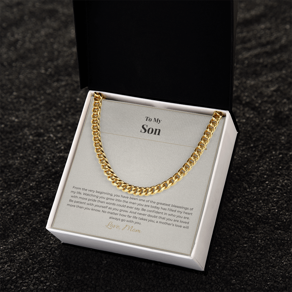 Gift for Son from Mom – Cuban Link Necklace – Meaningful Son Gift for Birthday, Graduation or Christmas