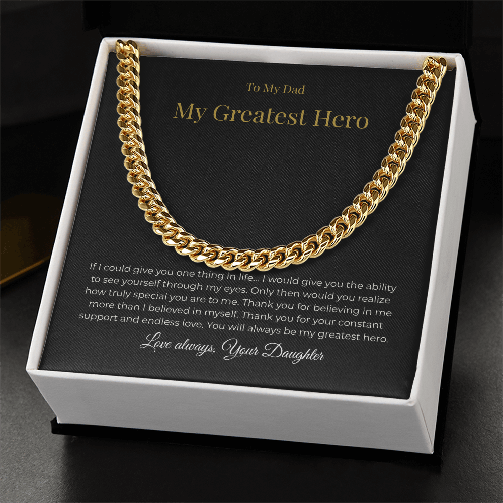 To My Dad – My Greatest Hero Necklace - A Gift From Your Daughter