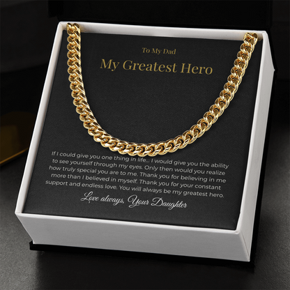 To My Dad – My Greatest Hero Necklace - A Gift From Your Daughter