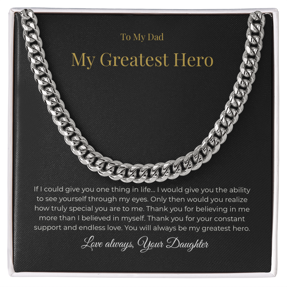 To My Dad – My Greatest Hero Necklace - A Gift From Your Daughter