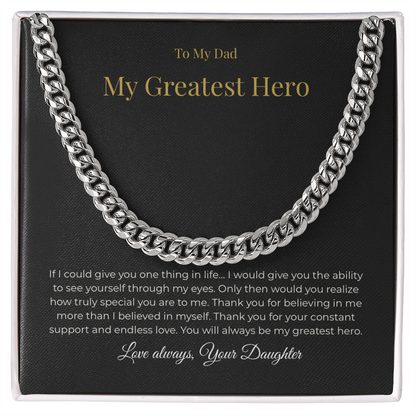 To My Dad – My Greatest Hero Necklace - A Gift From Your Daughter