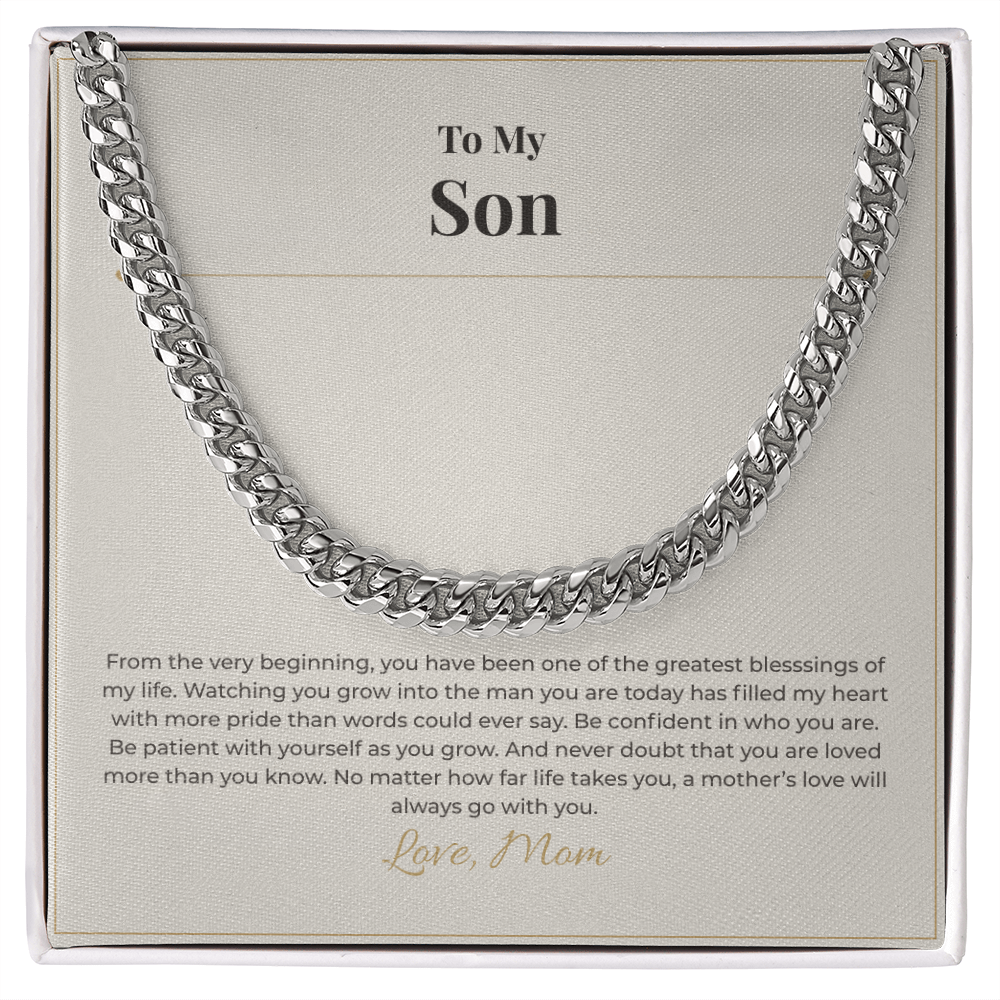 Gift for Son from Mom – Cuban Link Necklace – Meaningful Son Gift for Birthday, Graduation or Christmas