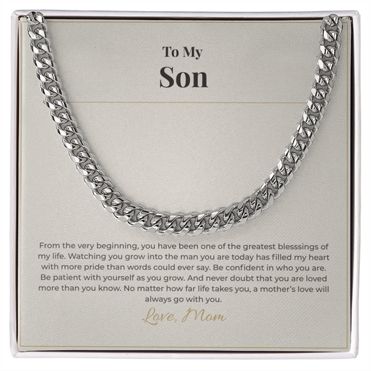 Gift for Son from Mom – Cuban Link Necklace – Meaningful Son Gift for Birthday, Graduation or Christmas