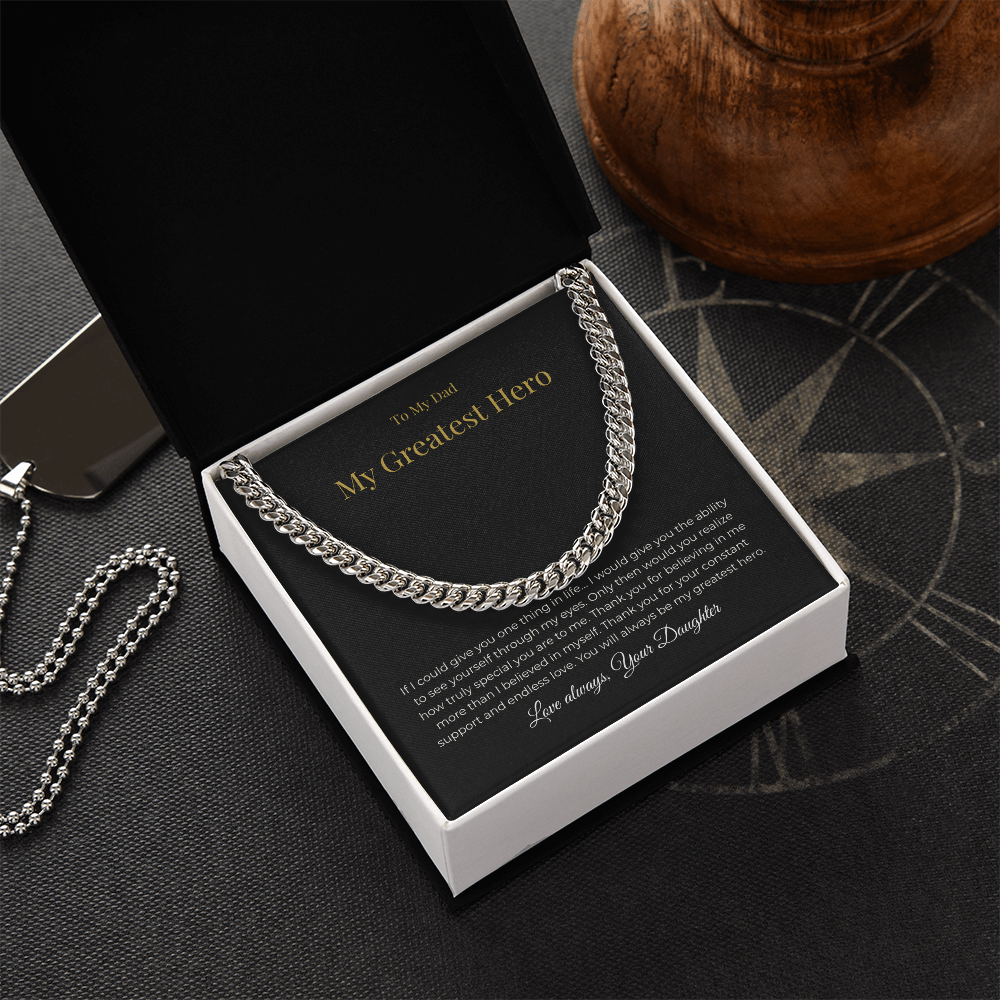 To My Dad – My Greatest Hero Necklace - A Gift From Your Daughter