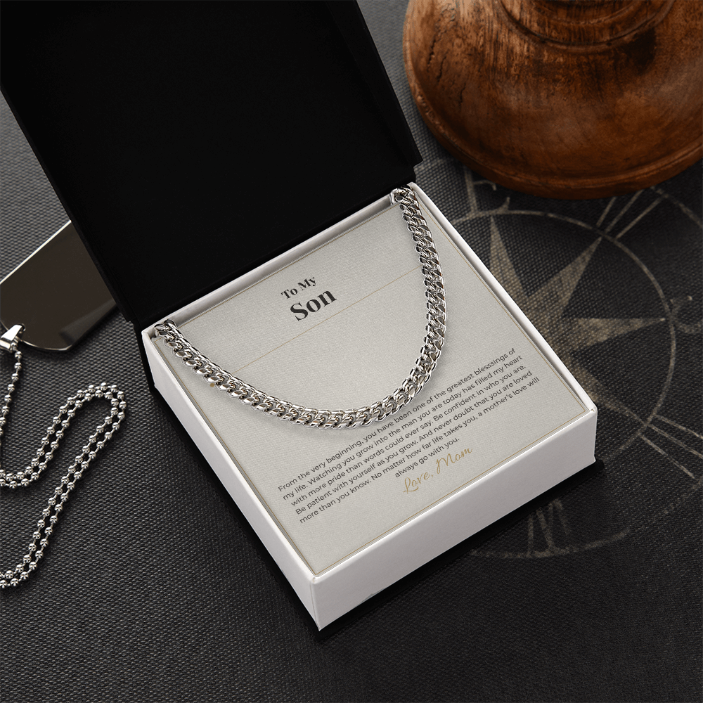 Gift for Son from Mom – Cuban Link Necklace – Meaningful Son Gift for Birthday, Graduation or Christmas