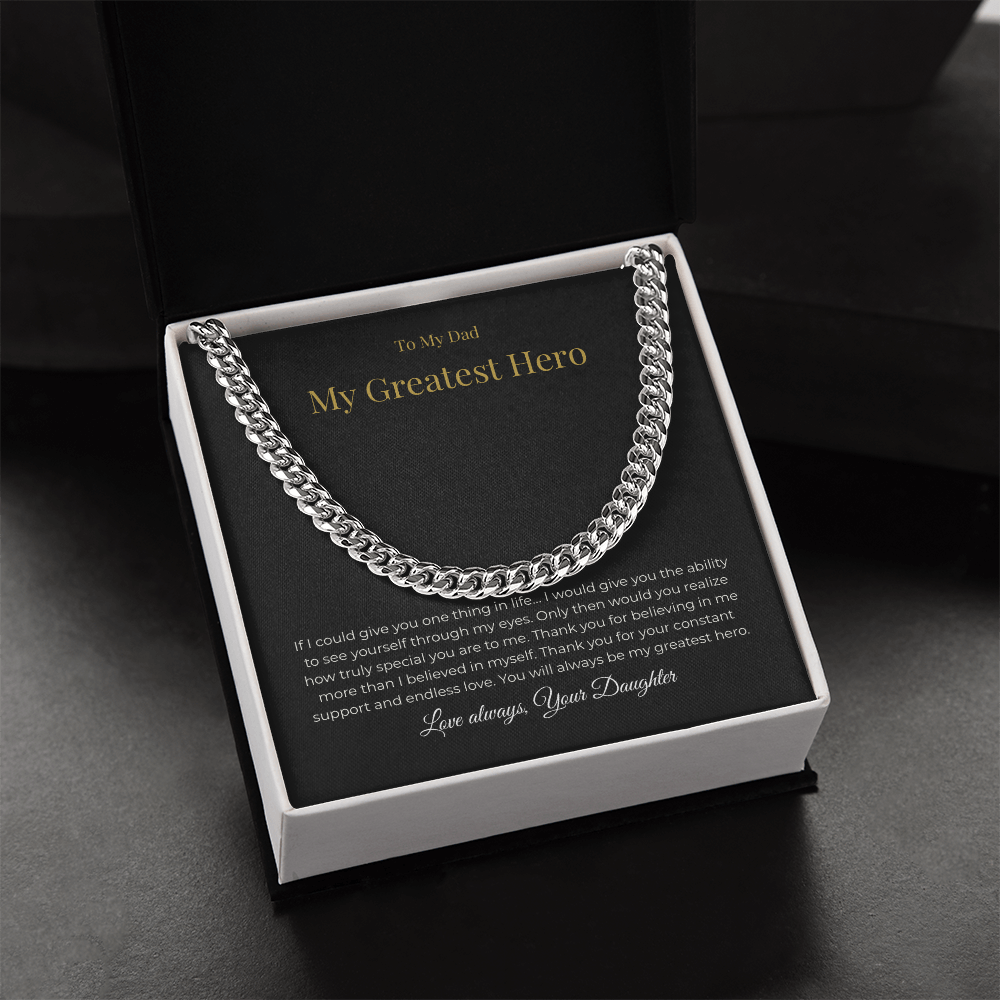 To My Dad – My Greatest Hero Necklace - A Gift From Your Daughter