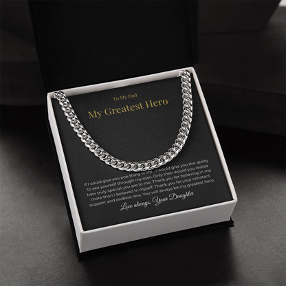 To My Dad – My Greatest Hero Necklace - A Gift From Your Daughter