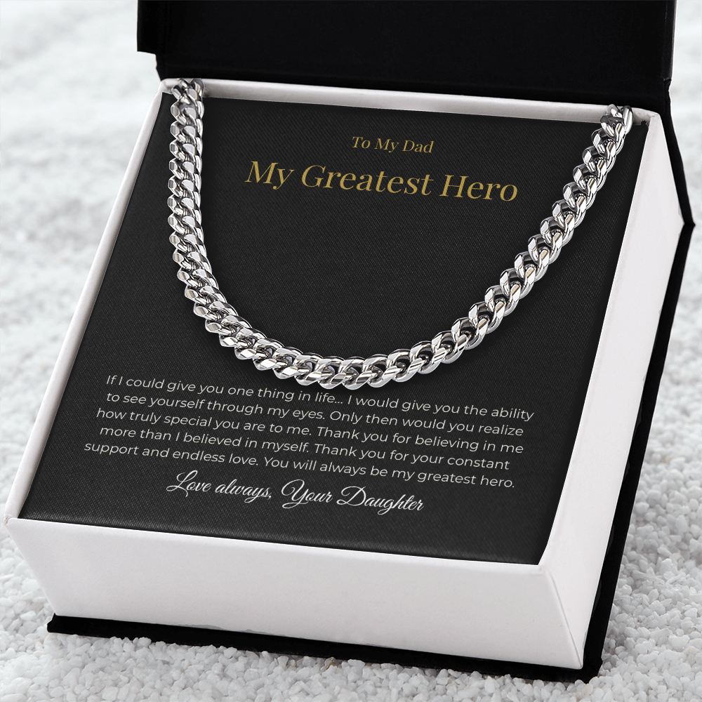 To My Dad – My Greatest Hero Necklace - A Gift From Your Daughter