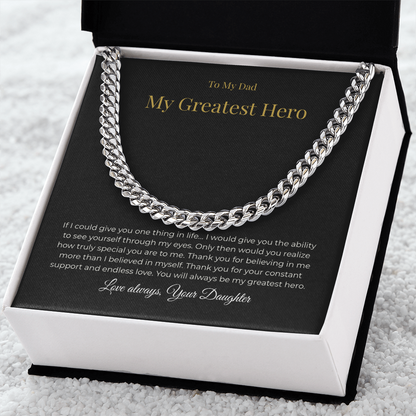 To My Dad – My Greatest Hero Necklace - A Gift From Your Daughter