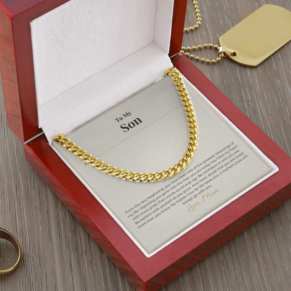 Gift for Son from Mom – Cuban Link Necklace – Meaningful Son Gift for Birthday, Graduation or Christmas