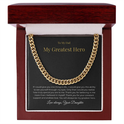 To My Dad – My Greatest Hero Necklace - A Gift From Your Daughter