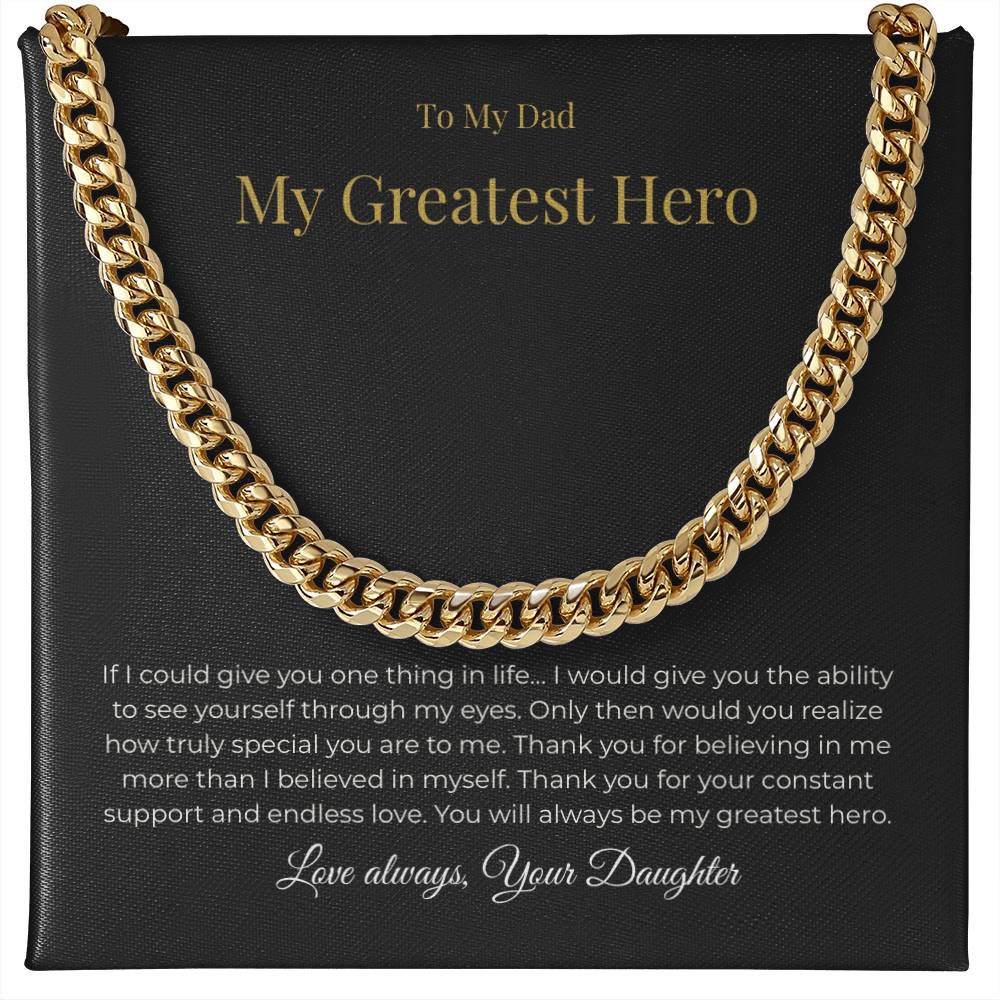 To My Dad – My Greatest Hero Necklace - A Gift From Your Daughter