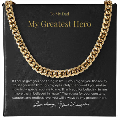 To My Dad – My Greatest Hero Necklace - A Gift From Your Daughter