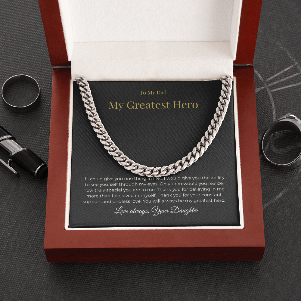 To My Dad – My Greatest Hero Necklace - A Gift From Your Daughter