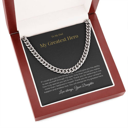 To My Dad – My Greatest Hero Necklace - A Gift From Your Daughter