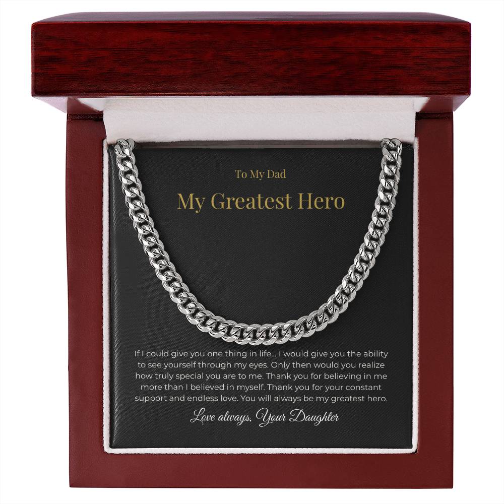 To My Dad – My Greatest Hero Necklace - A Gift From Your Daughter