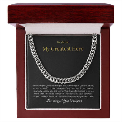 To My Dad – My Greatest Hero Necklace - A Gift From Your Daughter