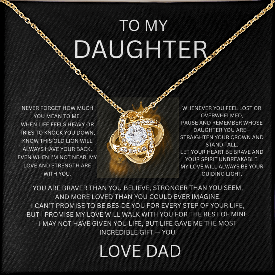 “Gift for Daughter from Dad - Love Knot Necklace | Valentine's, Birthday, Graduation”