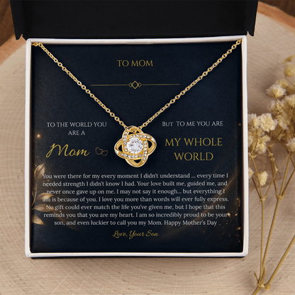 “To My Mom – My Whole World” Necklace Gift - From Son - Mother's Day Gift