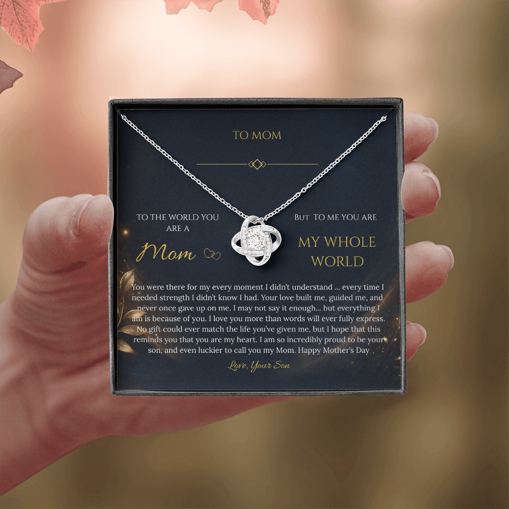 “To My Mom – My Whole World” Necklace Gift - From Son - Mother's Day Gift
