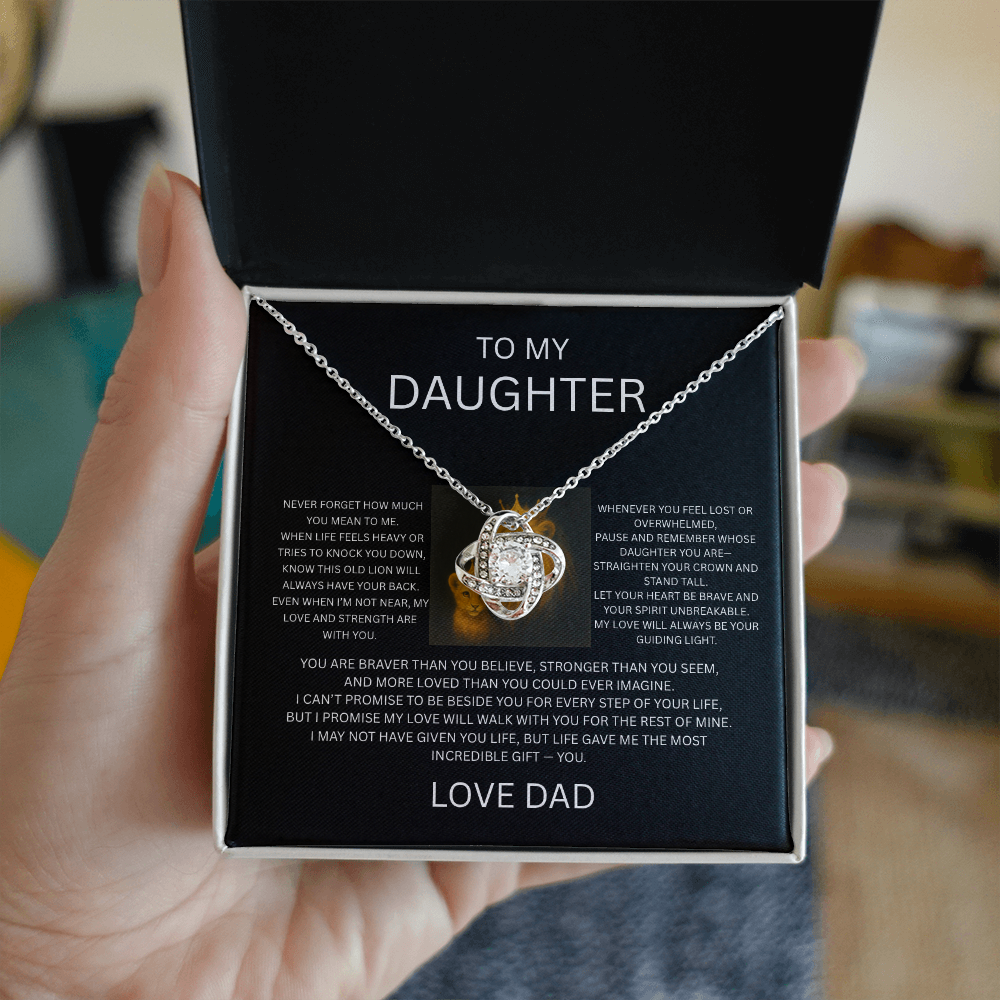 “Gift for Daughter from Dad - Love Knot Necklace | Valentine's, Birthday, Graduation”