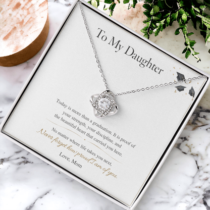 To My Daughter – Graduation Love Knot Necklace – I'm Proud of the Woman You've Become