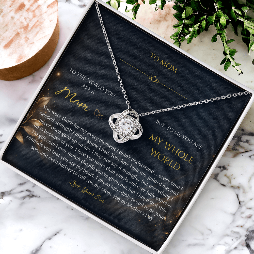 “To My Mom – My Whole World” Necklace Gift - From Son - Mother's Day Gift