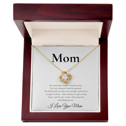 Forever Love Necklace – “To My Mom” Heart Pendant with Sentimental Message Card