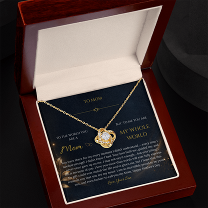 “To My Mom – My Whole World” Necklace Gift - From Son - Mother's Day Gift