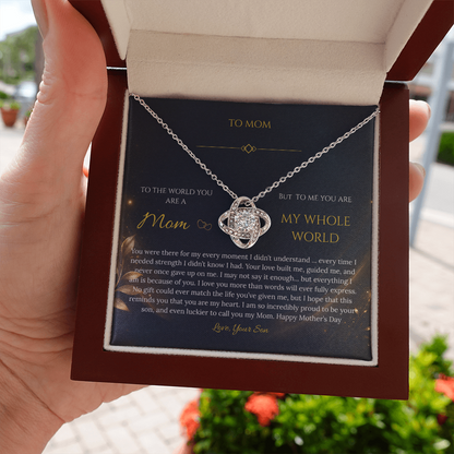 “To My Mom – My Whole World” Necklace Gift - From Son - Mother's Day Gift
